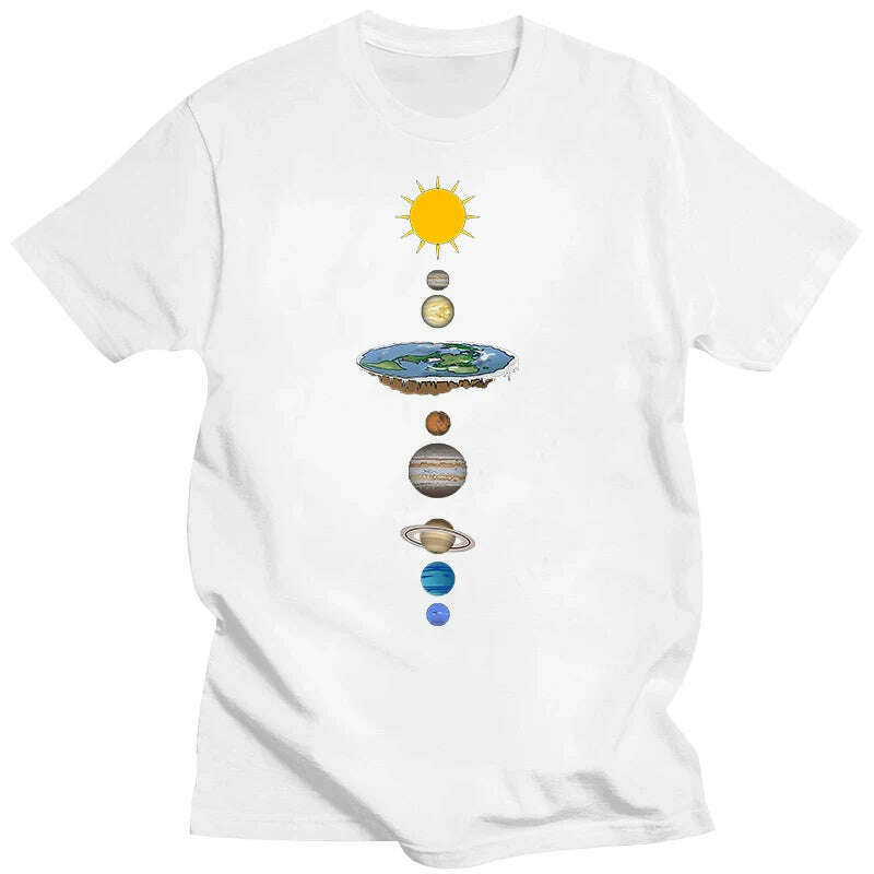 KIMLUD, Summer Men's T-shirt Pure Cotton Planet Print Men's Summer Cool Breathable Casual O Collar Loose T-shirt, White / XS, KIMLUD APPAREL - Womens Clothes