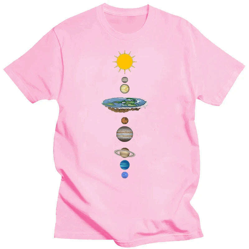 KIMLUD, Summer Men's T-shirt Pure Cotton Planet Print Men's Summer Cool Breathable Casual O Collar Loose T-shirt, Pink / XS, KIMLUD APPAREL - Womens Clothes