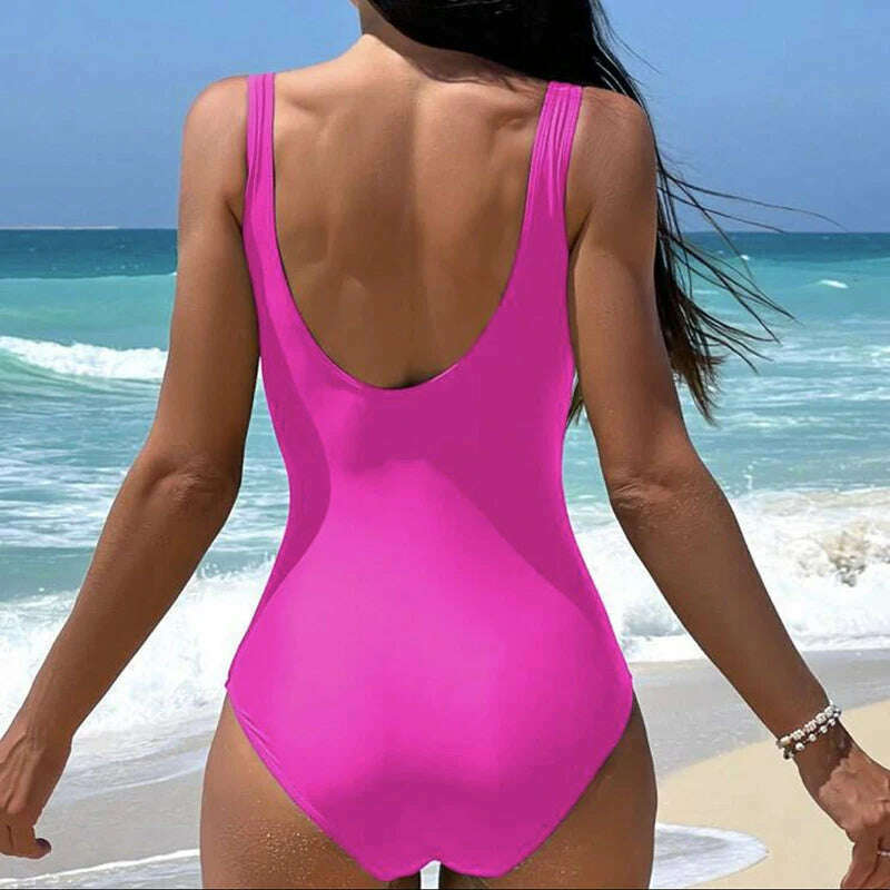 KIMLUD, Summer One Piece Swimsuit Sexy Women Push Up Patchwork Swimsuits Female Backless Bathing Suits Beachwear, KIMLUD Womens Clothes
