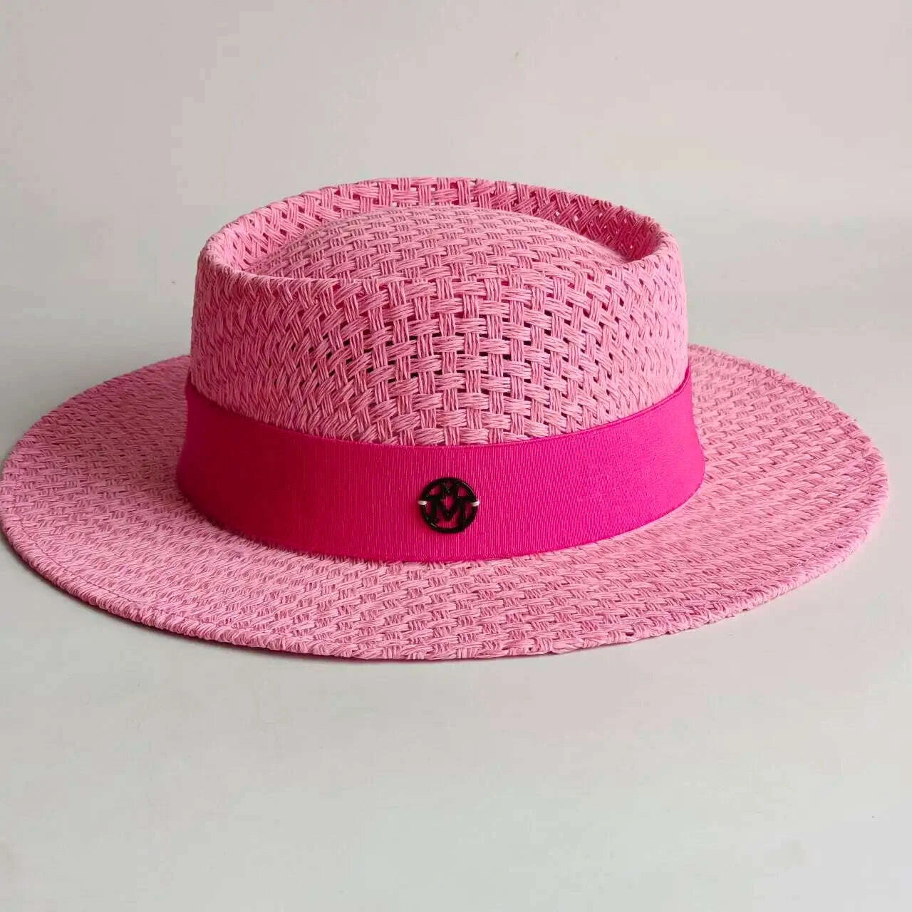 Summer straw hat French elegant seaside travel sun hat bow ribbon flat top large brim straw hat  hats for women