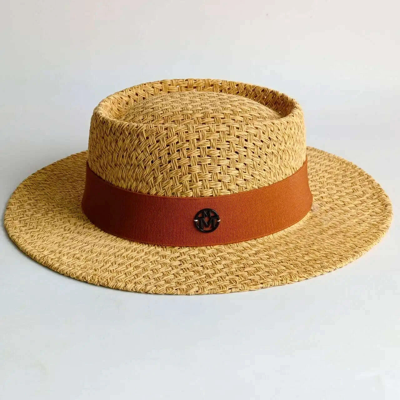 Summer straw hat French elegant seaside travel sun hat bow ribbon flat top large brim straw hat  hats for women