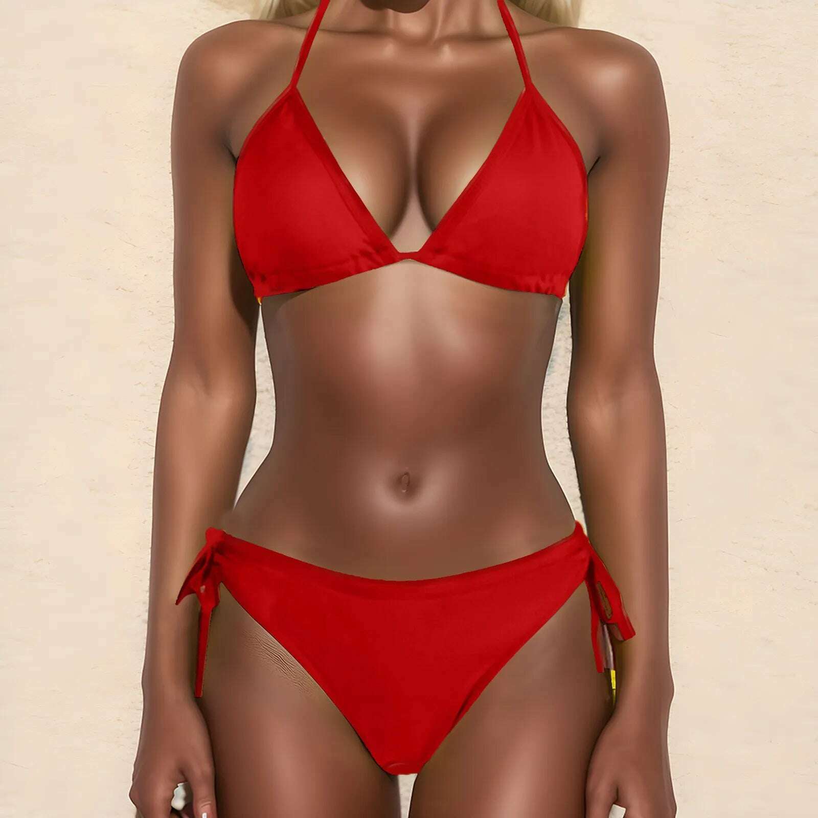 KIMLUD, Summer Swimwear Up Swimsuit Two Size Women Push Beachwear Bikini Plus Piece Sets Swimwears Tankinis Set купальник женский, Red / L / CN, KIMLUD Womens Clothes