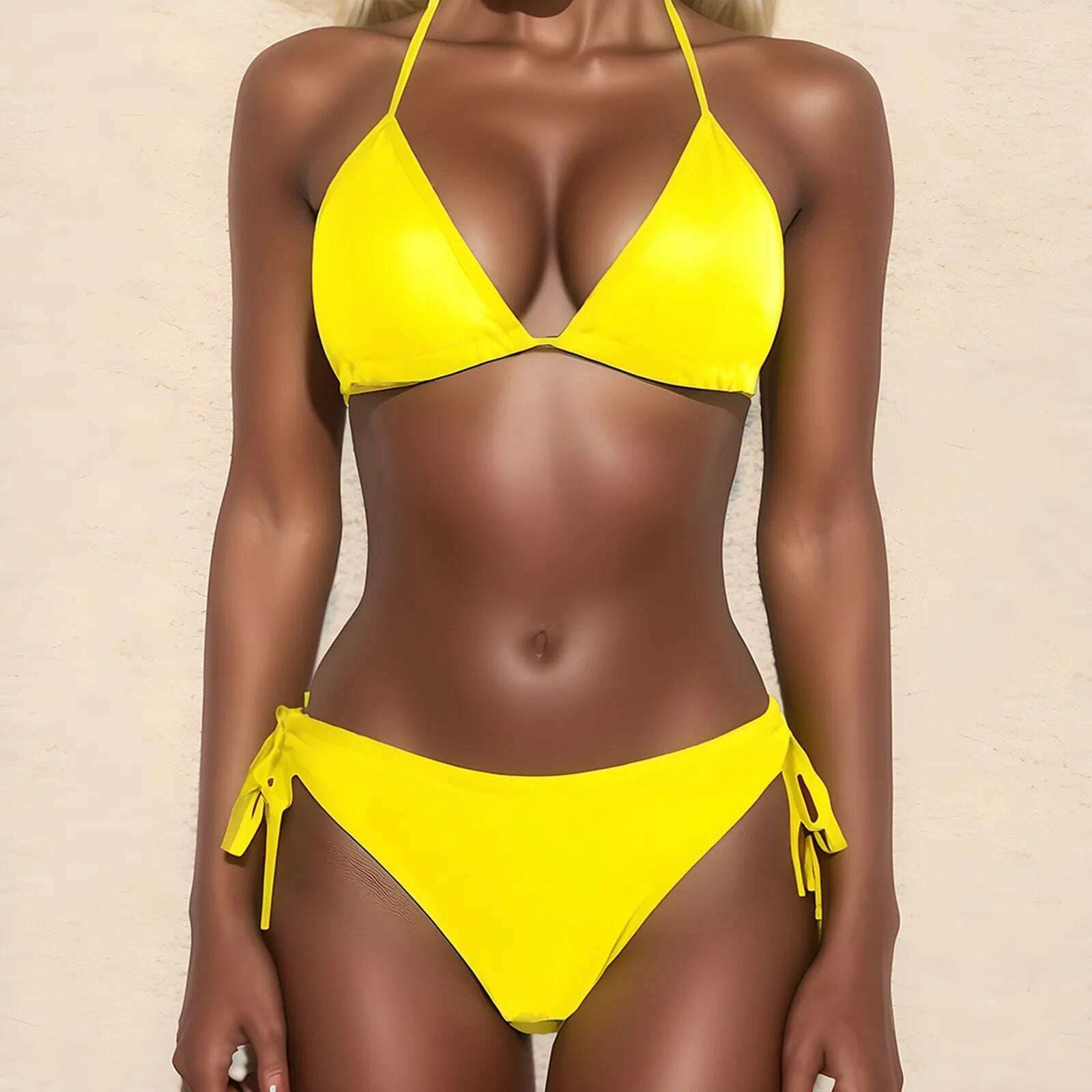 KIMLUD, Summer Swimwear Up Swimsuit Two Size Women Push Beachwear Bikini Plus Piece Sets Swimwears Tankinis Set купальник женский, Yellow / L / CN, KIMLUD Womens Clothes