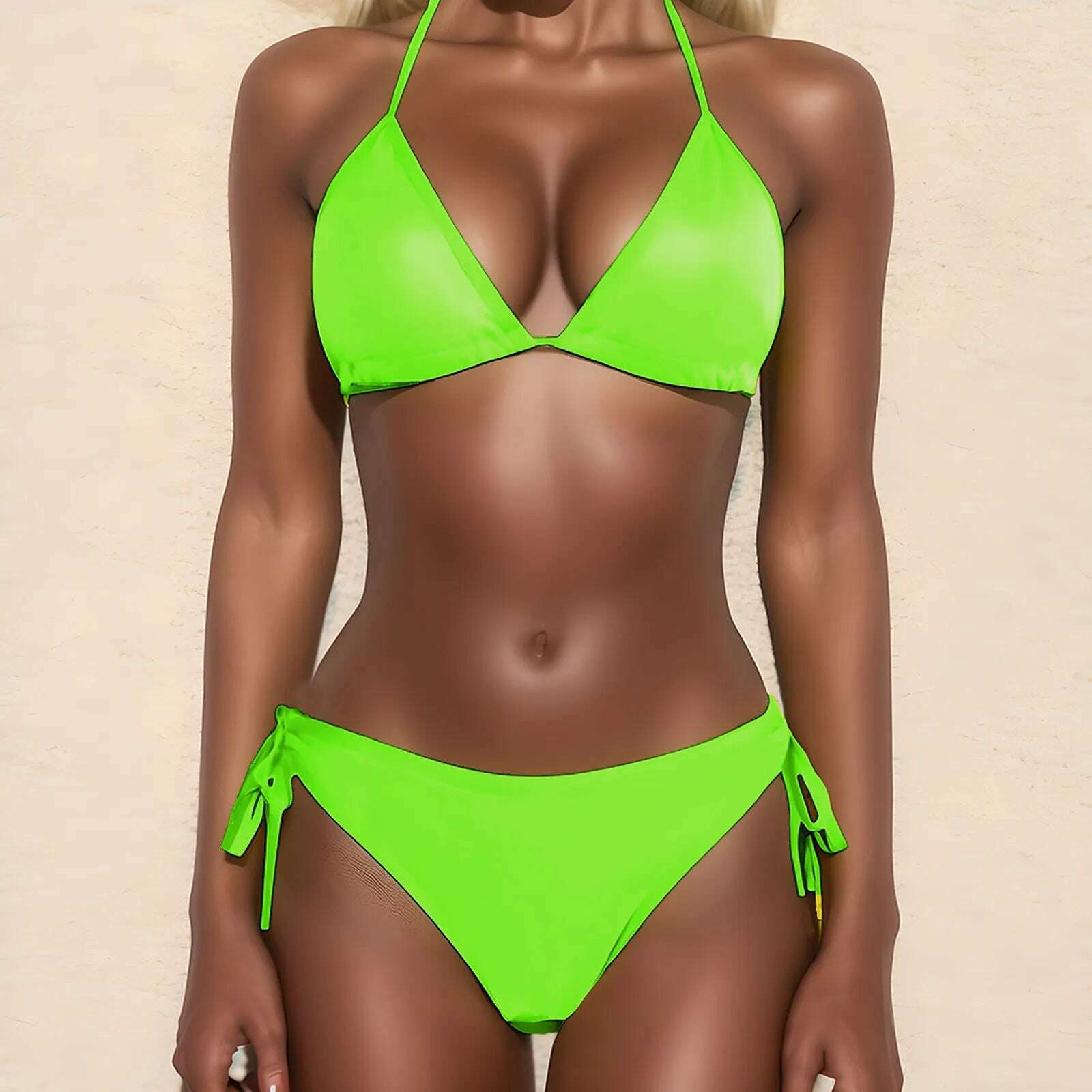 KIMLUD, Summer Swimwear Up Swimsuit Two Size Women Push Beachwear Bikini Plus Piece Sets Swimwears Tankinis Set купальник женский, Green / M / CN, KIMLUD Womens Clothes