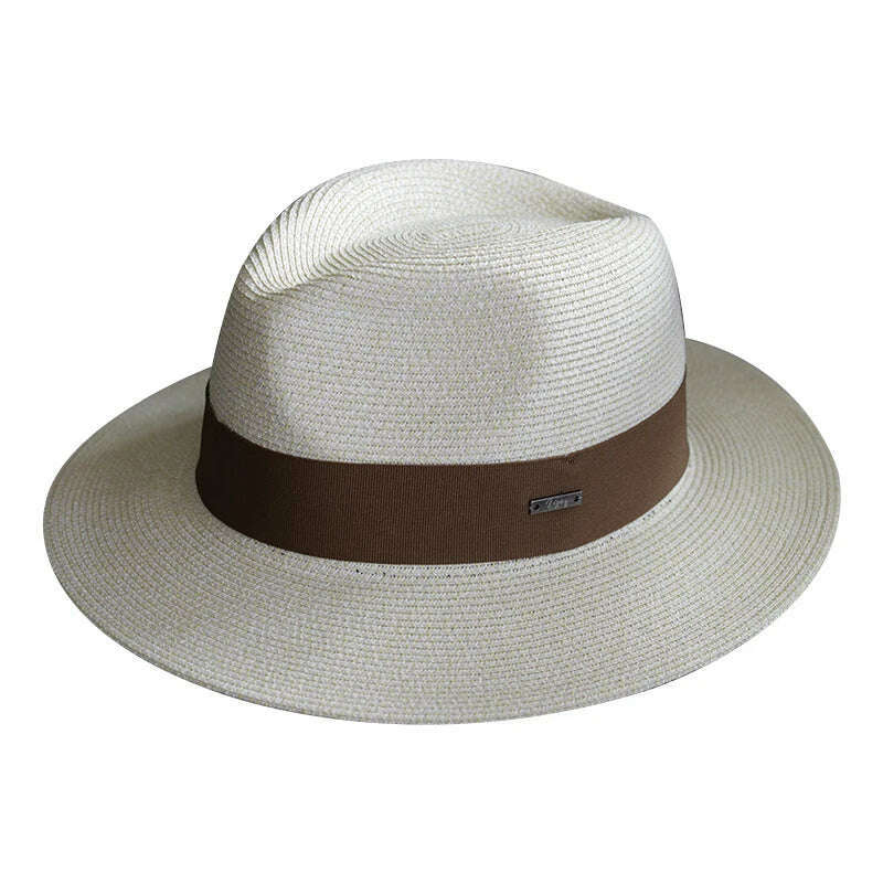 KIMLUD, Summer Women Straw Hats Sun Visor Cap Leisure Elegant Panama Hat For Men Gentleman Formal Hat Manattend  Party Quality Hat Gifts, KIMLUD Womens Clothes