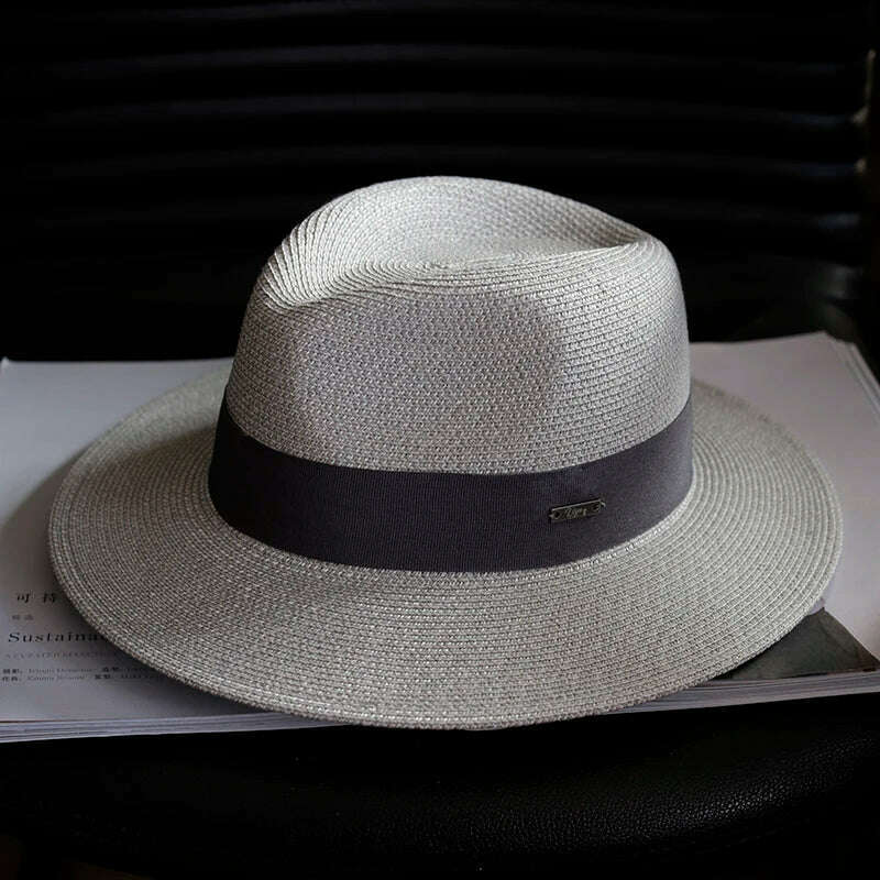 KIMLUD, Summer Women Straw Hats Sun Visor Cap Leisure Elegant Panama Hat For Men Gentleman Formal Hat Manattend  Party Quality Hat Gifts, KIMLUD Womens Clothes