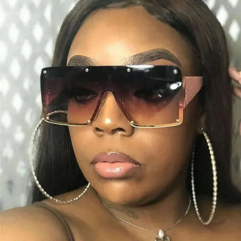 Sunglasses Large Frame Stainless Steel Black | KIMLUD