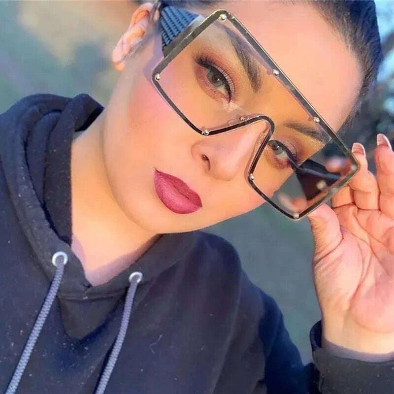 Sunglasses Large Frame Stainless Steel Black | KIMLUD