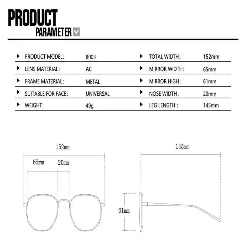 Sunglasses Large Frame Stainless Steel Black | KIMLUD