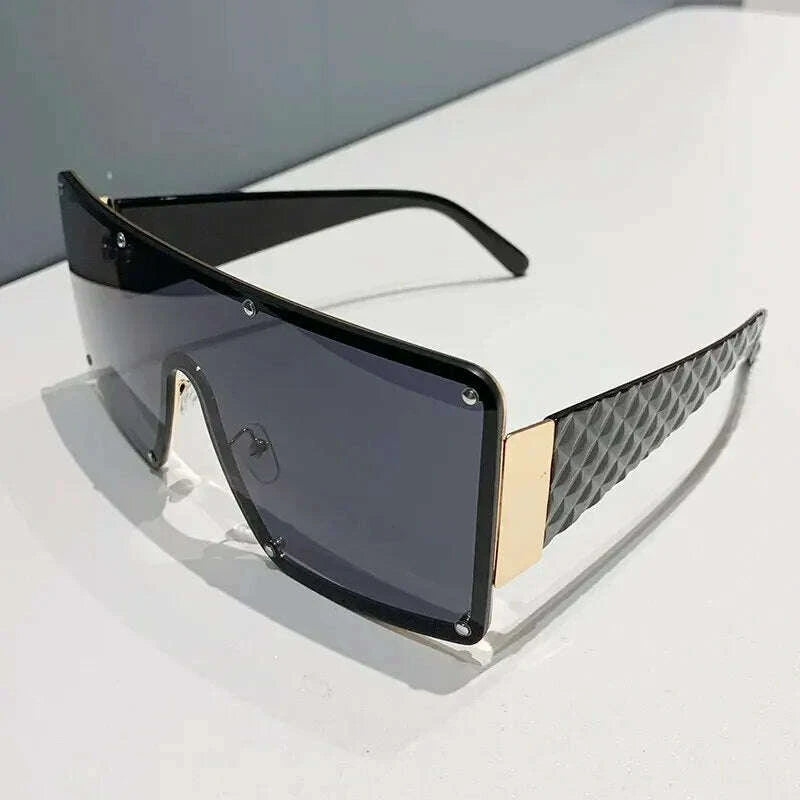 Sunglasses Large Frame Stainless Steel Black | KIMLUD