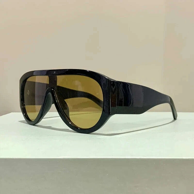Sunglasses Oversized Gradient Plastic Frame Black | KIMLUD