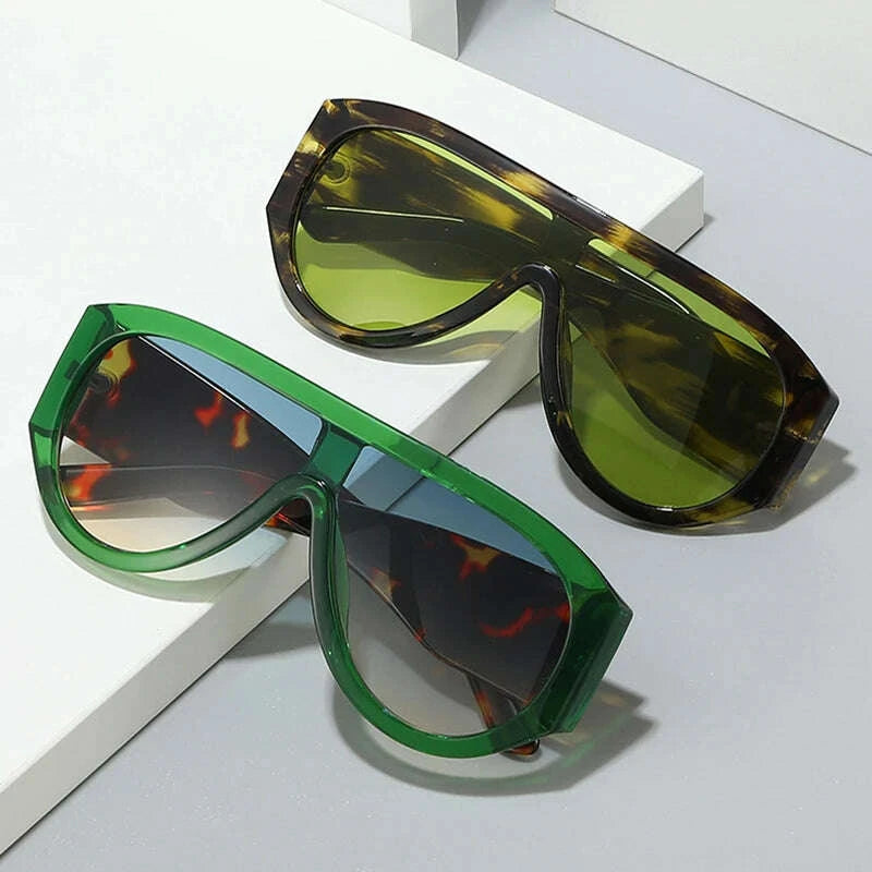 Sunglasses Oversized Pilot Polycarbonate - Red Green | KIMLUD