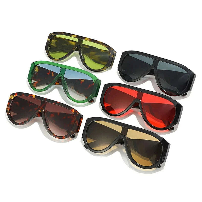 Sunglasses Oversized Pilot Polycarbonate - Red Green | KIMLUD
