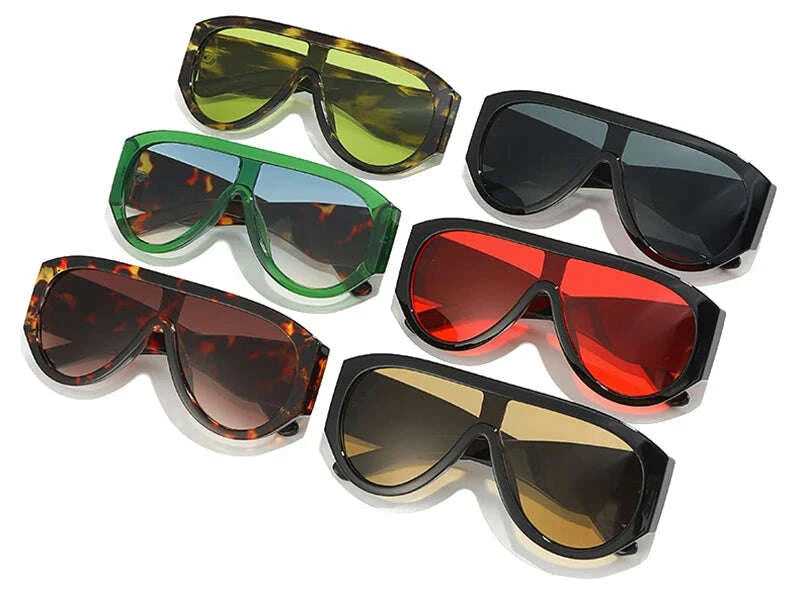 Sunglasses Oversized Pilot Polycarbonate - Red Green | KIMLUD