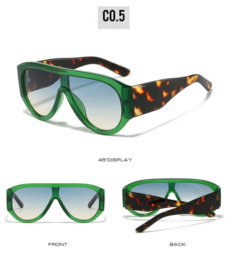Sunglasses Oversized Pilot Polycarbonate - Red Green | KIMLUD
