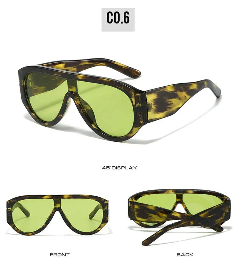 Sunglasses Oversized Pilot Polycarbonate - Red Green | KIMLUD