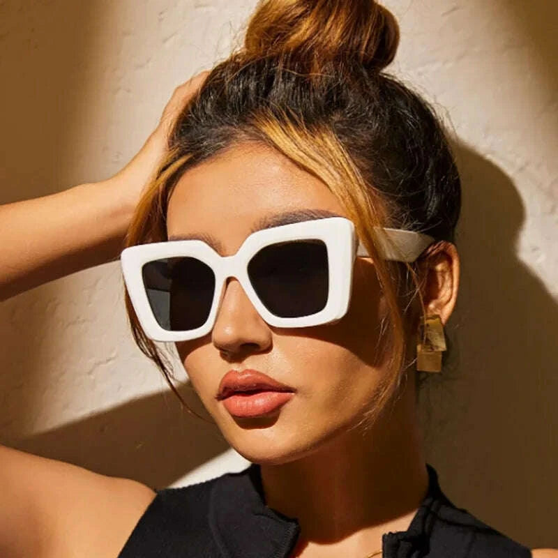 Sunglasses Oversized Square Frame Plastic Black | KIMLUD