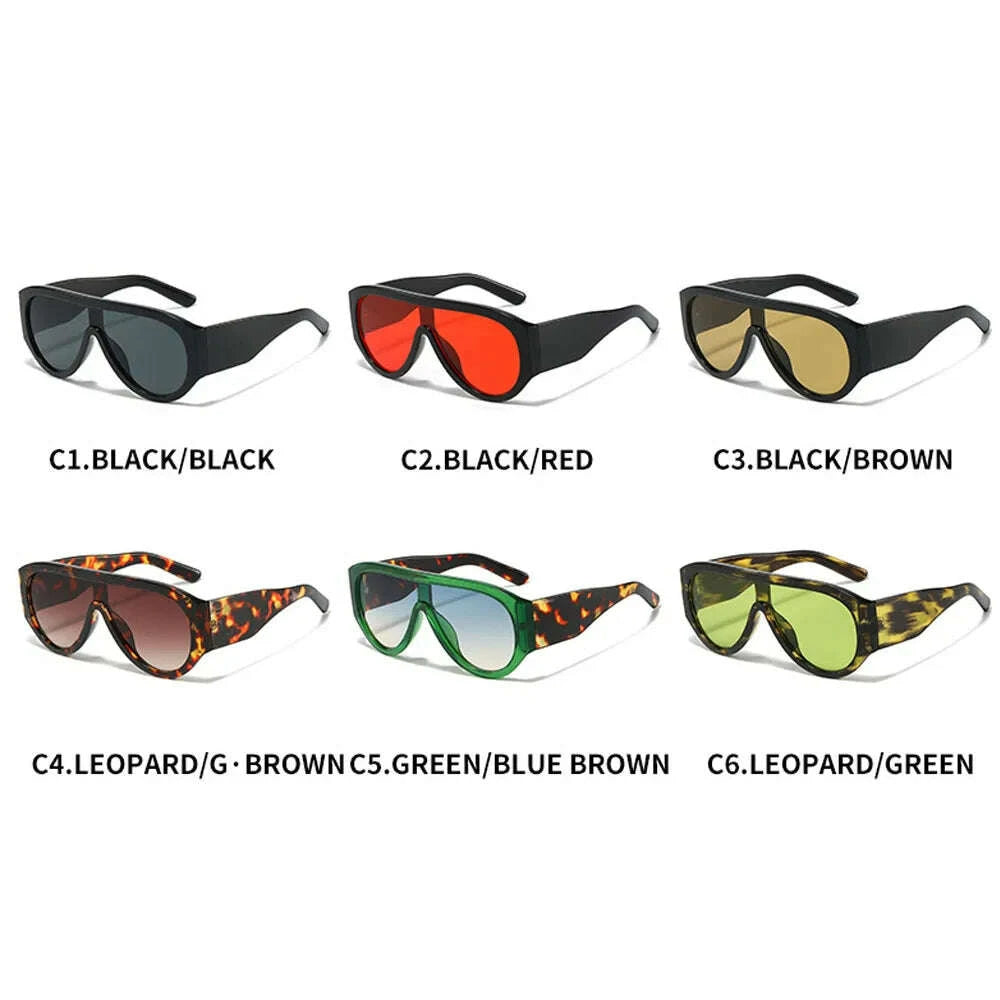 Sunglasses Retro Big Frame Oval Plastic Leopard Print | KIMLUD