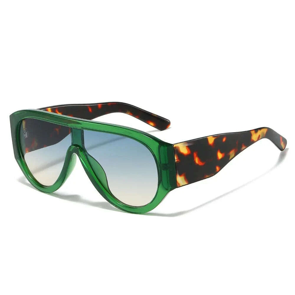 Sunglasses Retro Big Frame Oval Plastic Leopard Print | KIMLUD