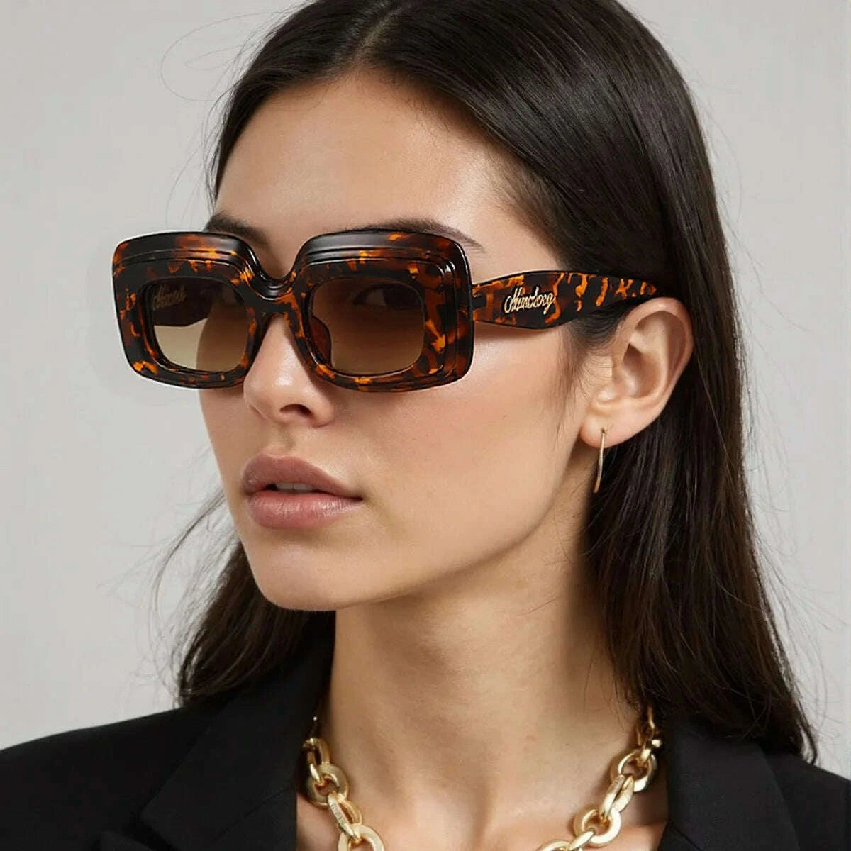 Sunglasses Unisex Oversized Square Shades Polycarbonate Black | KIMLUD