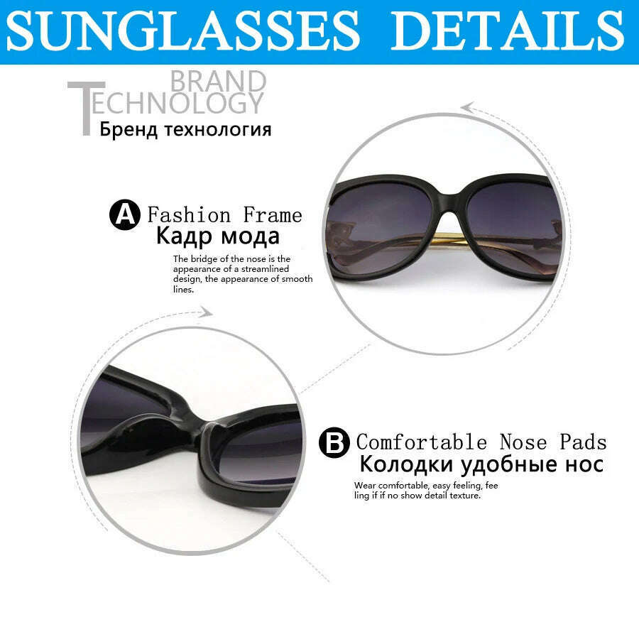 Sunglasses Women Oval Retro Alloy Frame Gold Fox Design Vintage Luxury Brand Ladies Drive Travel Sun Glasses 4 Colors - KIMLUD