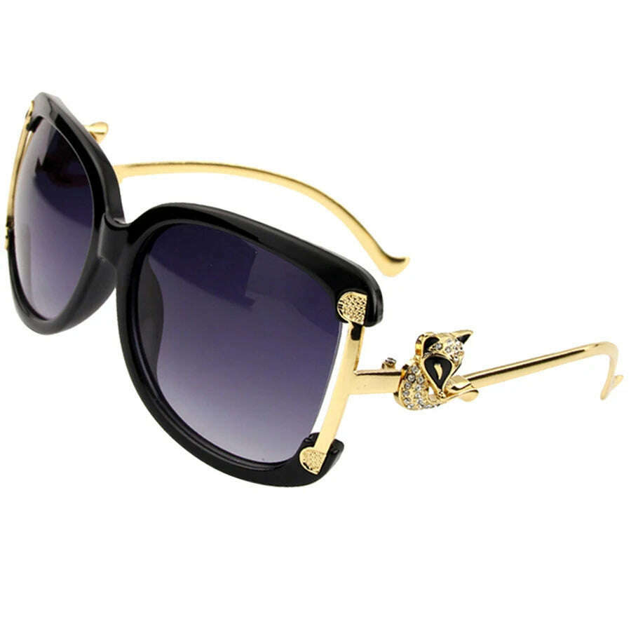 Sunglasses Women Oval Retro Alloy Frame Gold Fox Design Vintage Luxury Brand Ladies Drive Travel Sun Glasses 4 Colors - KIMLUD