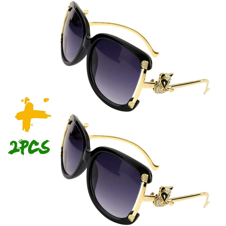 Sunglasses Women Oval Retro Alloy Frame Gold Fox Design Vintage Luxury Brand Ladies Drive Travel Sun Glasses 4 Colors - KIMLUD