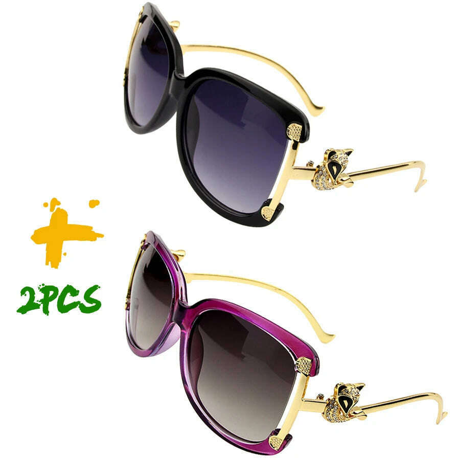 Sunglasses Women Oval Retro Alloy Frame Gold Fox Design Vintage Luxury Brand Ladies Drive Travel Sun Glasses 4 Colors - KIMLUD