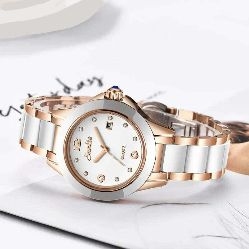 KIMLUD, SUNKTA Fashion Women Watches Rose Gold Ladies Bracelet Watches Reloj Mujer 2023 New Creative Waterproof Quartz Watches For Women, KIMLUD Womens Clothes