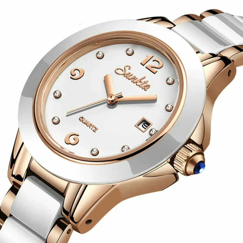 KIMLUD, SUNKTA Fashion Women Watches Rose Gold Ladies Bracelet Watches Reloj Mujer 2023 New Creative Waterproof Quartz Watches For Women, KIMLUD Women's Clothes