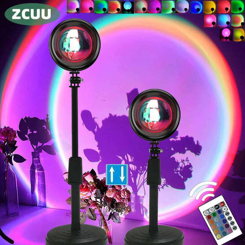 Sunset Projector Lamp Rainbow Atmosphere Night Light Sunset Light For Bedroom Room Decor Decoration Background Wall Table Lamp - KIMLUD