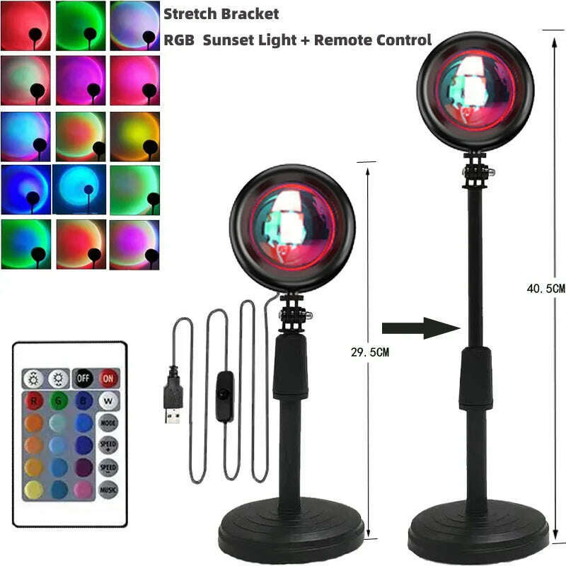 Sunset Projector Lamp Rainbow Atmosphere Night Light Sunset Light For Bedroom Room Decor Decoration Background Wall Table Lamp - KIMLUD