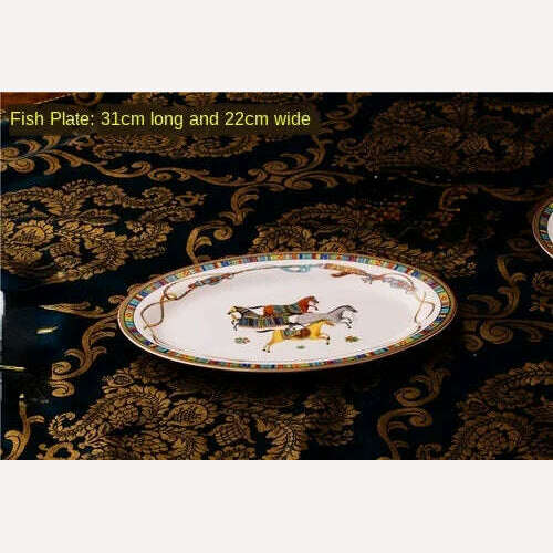 KIMLUD, Super DIY China Bowl Dish & Plate Korean Tableware Set High-End Ceramic Works European-Style Phnom Penh Home Gift Flatware Set, fish dish, KIMLUD APPAREL - Womens Clothes