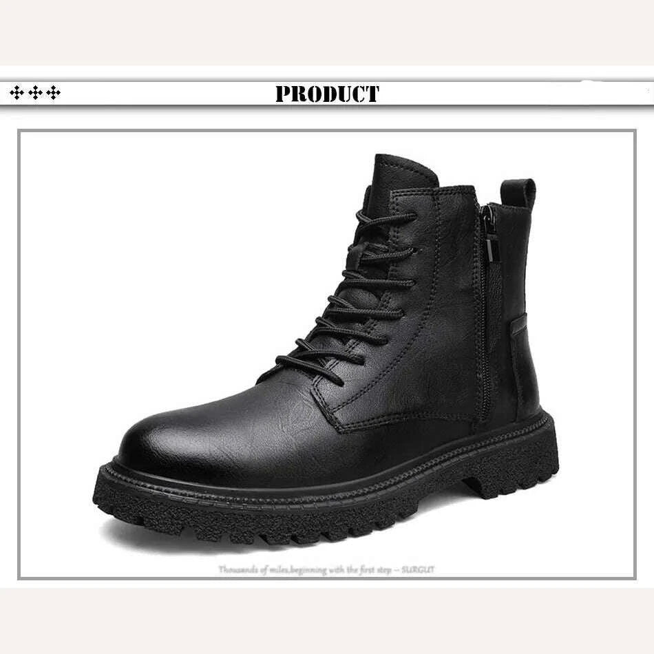 KIMLUD, SURGUT Men Boots Genuine Leather Waterproof Lace Up With Zipper Men Autumn Winter Working Boots For Men Non Slip New Men Shoes, KIMLUD Womens Clothes