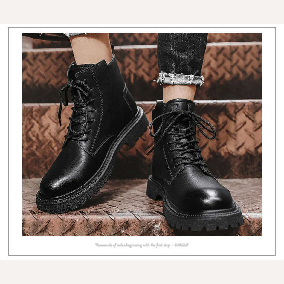 KIMLUD, SURGUT Men Boots Genuine Leather Waterproof Lace Up With Zipper Men Autumn Winter Working Boots For Men Non Slip New Men Shoes, KIMLUD Womens Clothes