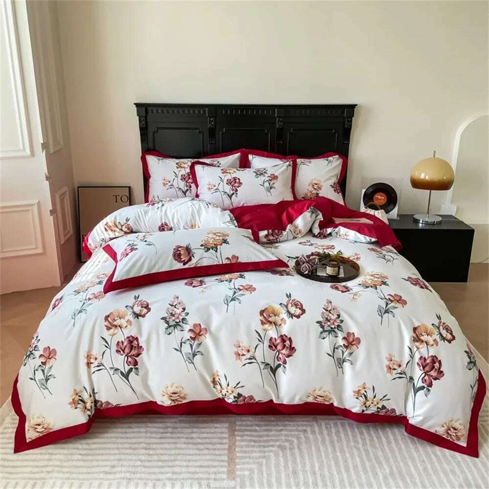Svetanya Yellow Lemon Fruit Fresh Bedding Set Satin Egyptian Cotton Duvet Cover Set Queen King Size Linens Pillowcases - KIMLUD