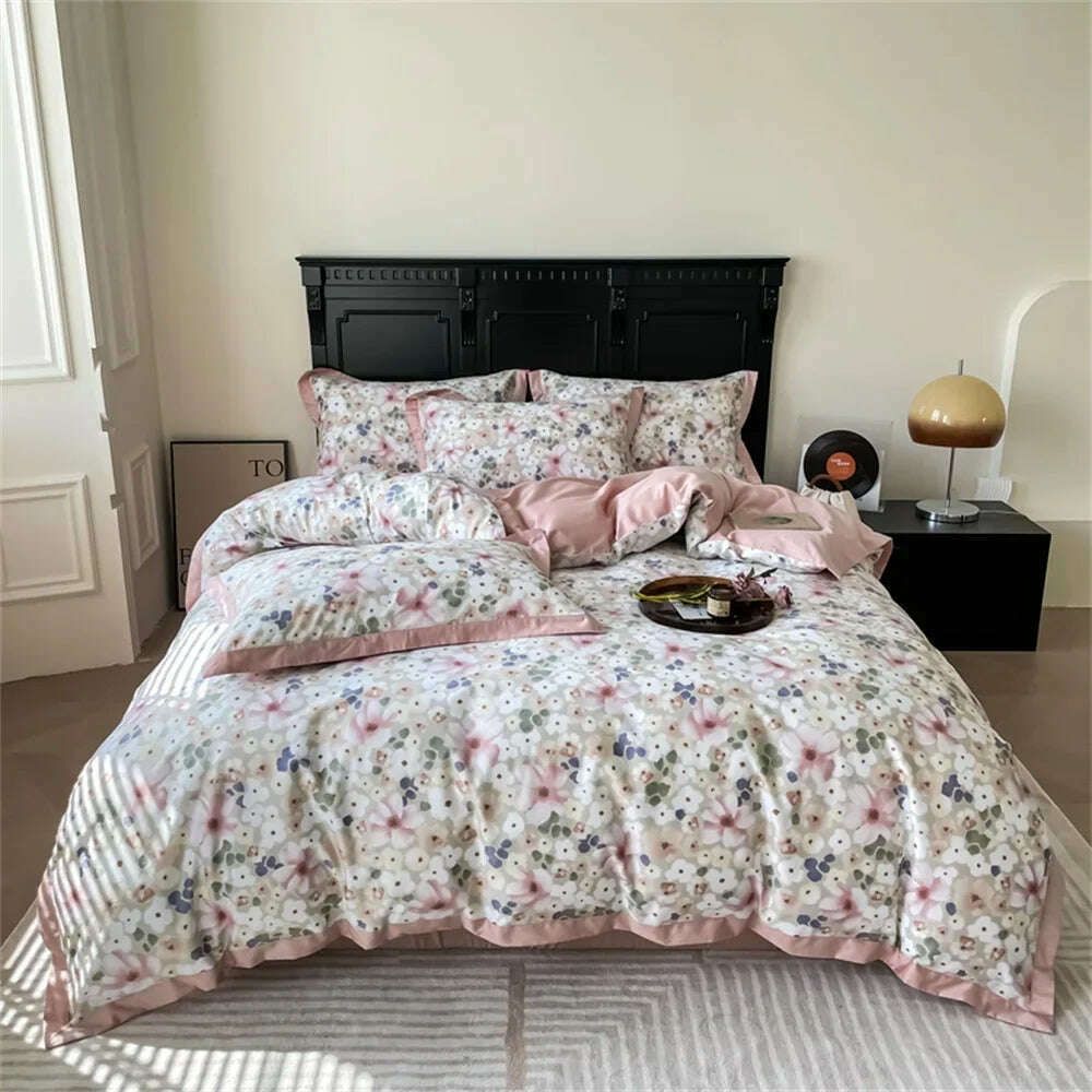 Svetanya Yellow Lemon Fruit Fresh Bedding Set Satin Egyptian Cotton Duvet Cover Set Queen King Size Linens Pillowcases - KIMLUD