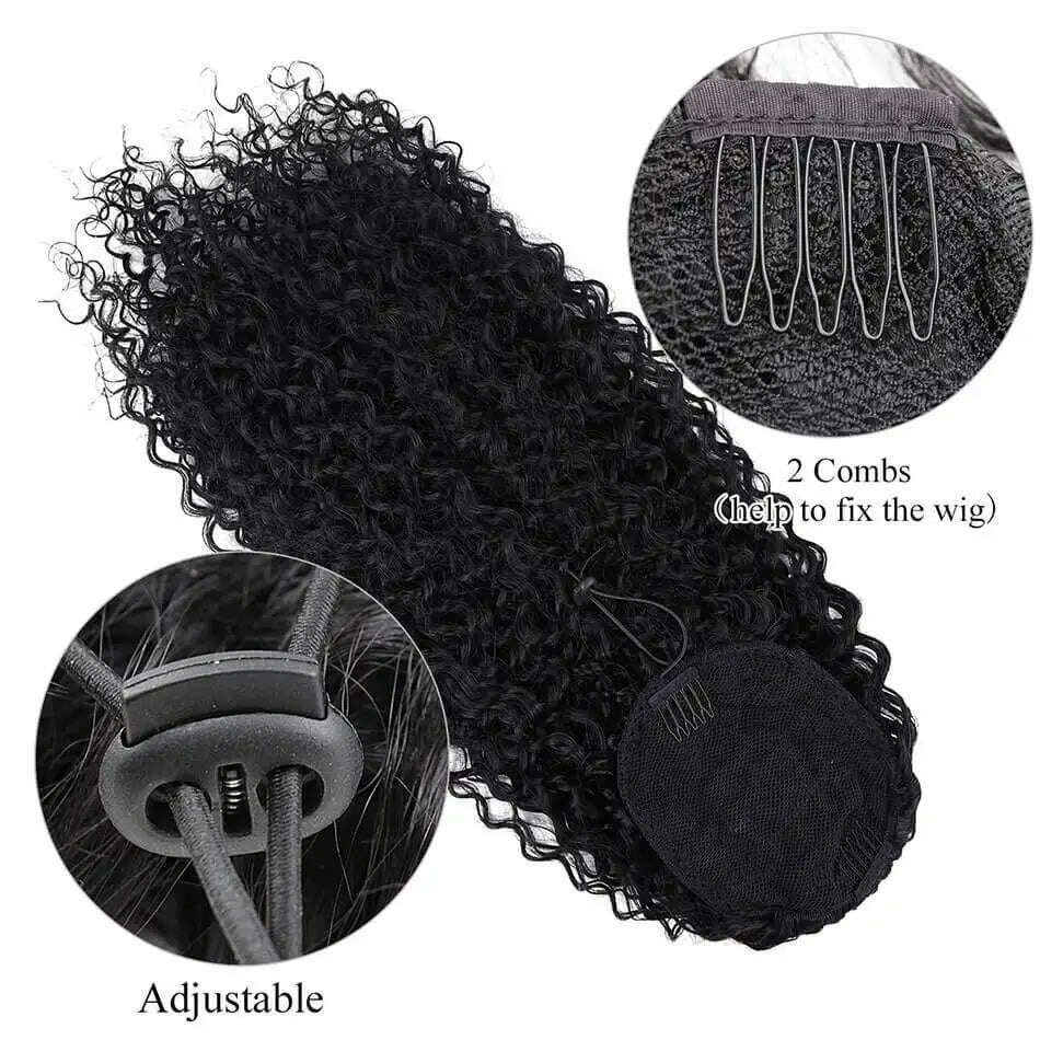 KIMLUD, Synthetic Long Kinky Curly Ponytail 24inch Drawstring Ponytail Chip-In Hair Extension MT4/27# Wrap Around Ponytail, KIMLUD Womens Clothes