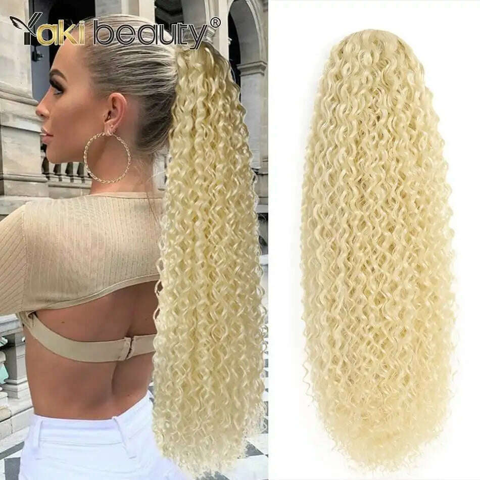 KIMLUD, Synthetic Long Kinky Curly Ponytail 24inch Drawstring Ponytail Chip-In Hair Extension MT4/27# Wrap Around Ponytail, CW 613 / 24inches 60cm, KIMLUD APPAREL - Womens Clothes