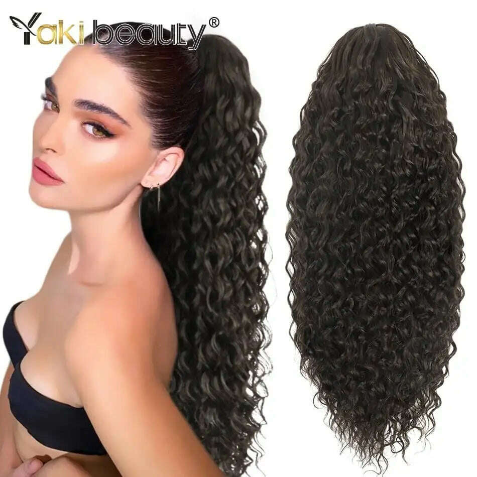 KIMLUD, Synthetic Long Kinky Curly Ponytail 24inch Drawstring Ponytail Chip-In Hair Extension MT4/27# Wrap Around Ponytail, DW-2 / 24inches 60cm, KIMLUD APPAREL - Womens Clothes