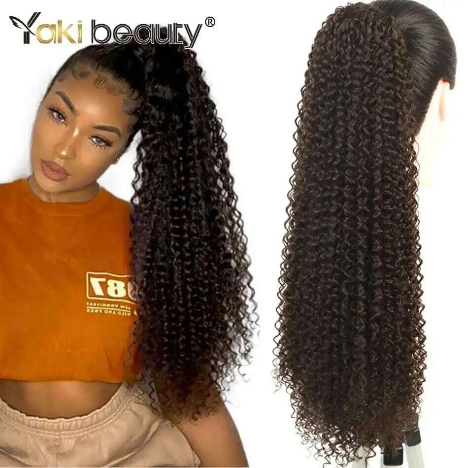 KIMLUD, Synthetic Long Kinky Curly Ponytail 24inch Drawstring Ponytail Chip-In Hair Extension MT4/27# Wrap Around Ponytail, JC-4 / 24inches 60cm, KIMLUD APPAREL - Womens Clothes