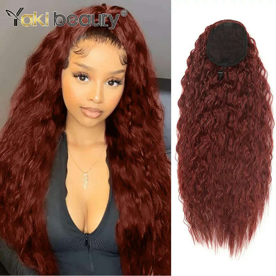 KIMLUD, Synthetic Long Kinky Curly Ponytail 24inch Drawstring Ponytail Chip-In Hair Extension MT4/27# Wrap Around Ponytail, NW-118 / 24inches 60cm, KIMLUD APPAREL - Womens Clothes