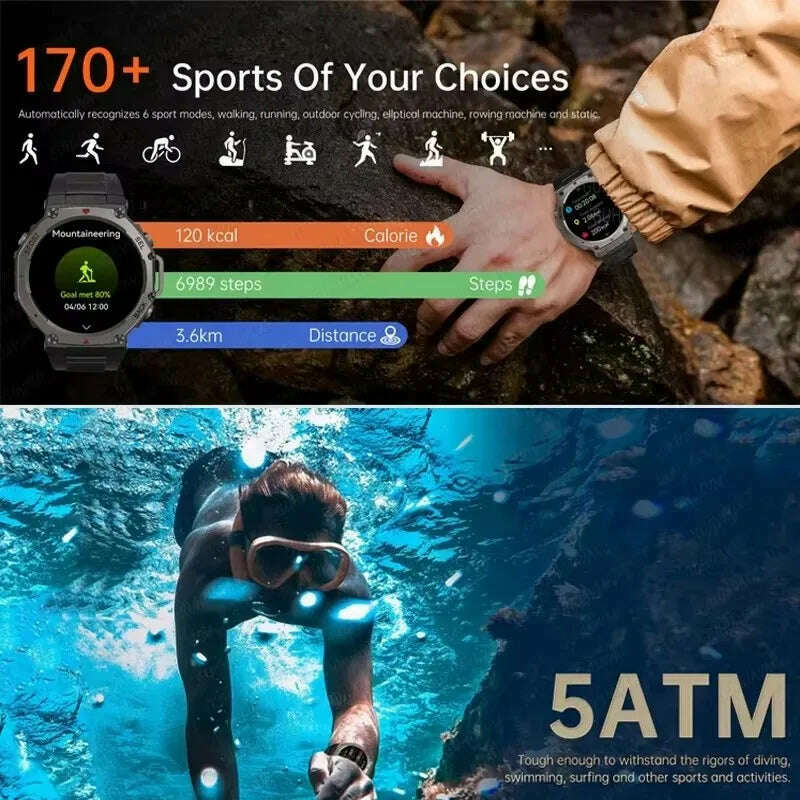 KIMLUD, T-Rex 3 Built-in Dual-band GPS Smart Watch Men Smartwatch Compass Altimeter Barometric 5ATM IP69K Waterproof AMOLED HD Watches, KIMLUD Womens Clothes
