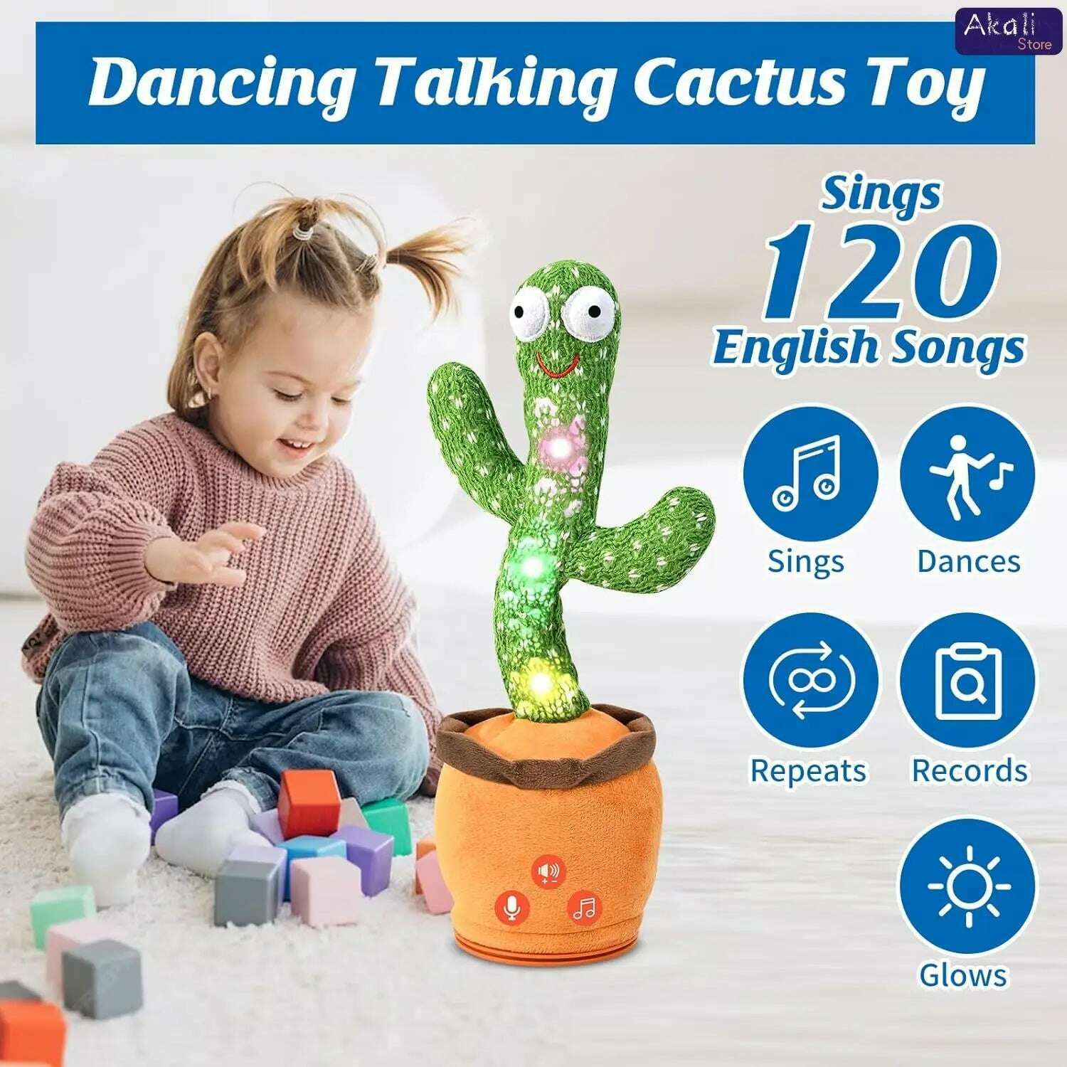 KIMLUD, Talking Cactus Toy with LED 120 English Songs Singing Musical Toys Repeat What You Say Suitable for Babies and Toddlers, KIMLUD Womens Clothes