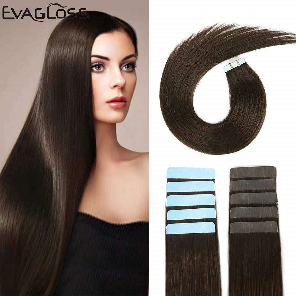 KIMLUD, Tape in Human Hair Extensions 20pcs Tape Hair Extensions 100% Human Remy European Straight Adhensive Tape on Hair, KIMLUD Womens Clothes