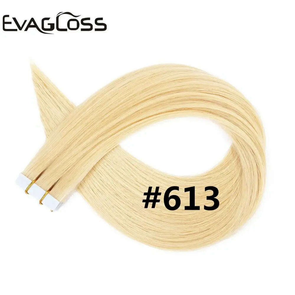 KIMLUD, Tape in Human Hair Extensions 20pcs Tape Hair Extensions 100% Human Remy European Straight Adhensive Tape on Hair, #613 / 20pcs / >=35% | 22INCHES, KIMLUD APPAREL - Womens Clothes