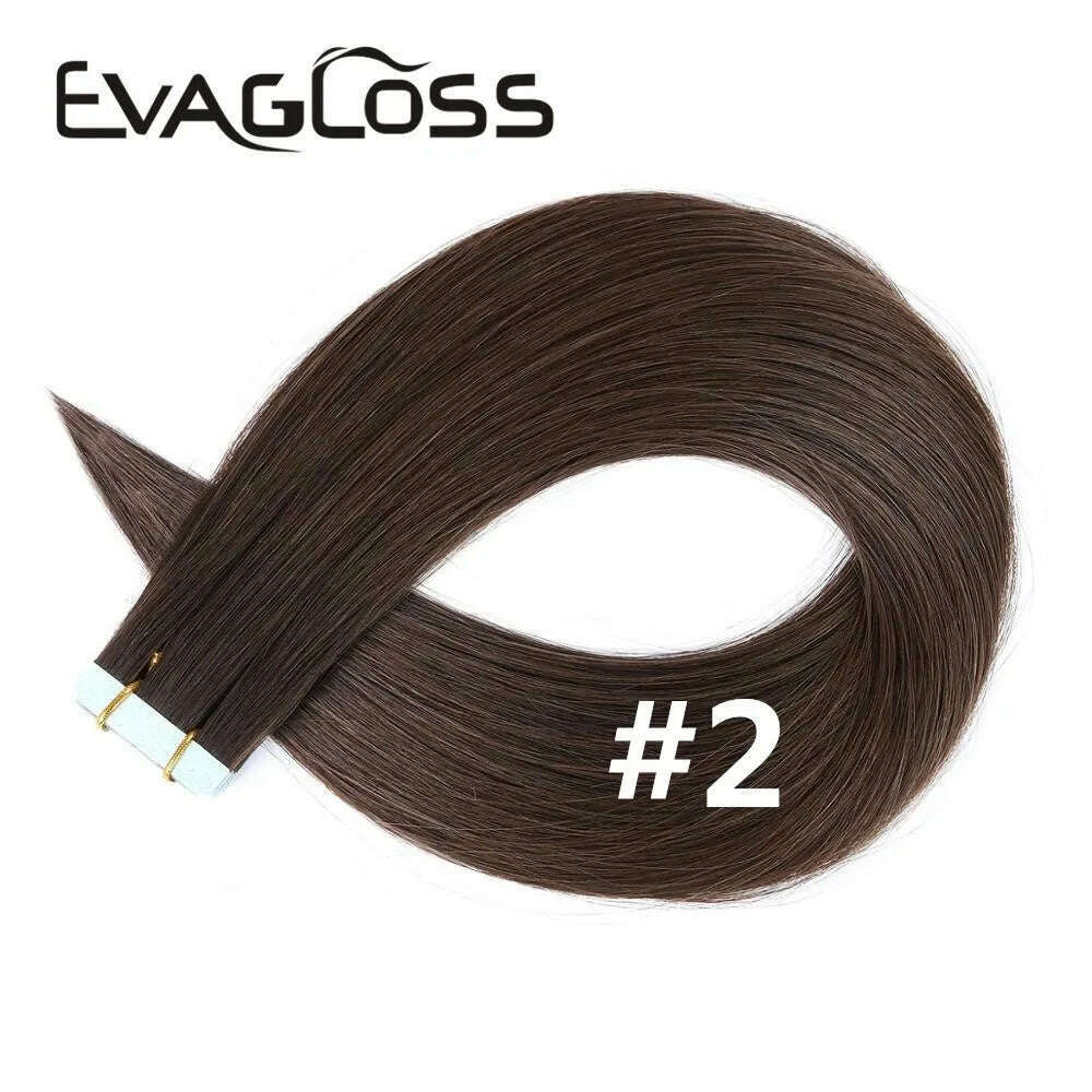 KIMLUD, Tape in Human Hair Extensions 20pcs Tape Hair Extensions 100% Human Remy European Straight Adhensive Tape on Hair, #2 / 20pcs / >=35% | 22INCHES, KIMLUD APPAREL - Womens Clothes