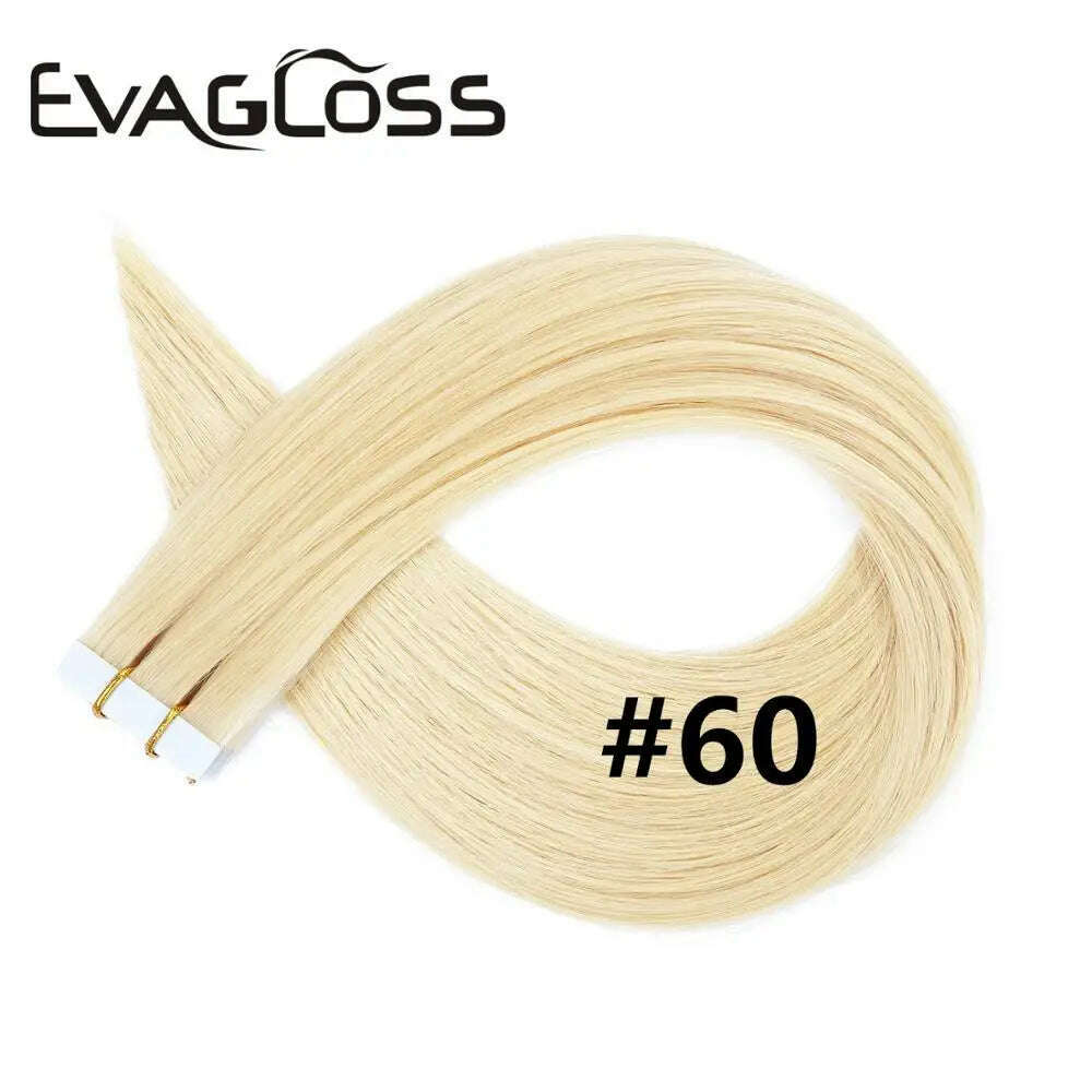 KIMLUD, Tape in Human Hair Extensions 20pcs Tape Hair Extensions 100% Human Remy European Straight Adhensive Tape on Hair, #60 / 20pcs / >=35% | 20inches, KIMLUD APPAREL - Womens Clothes