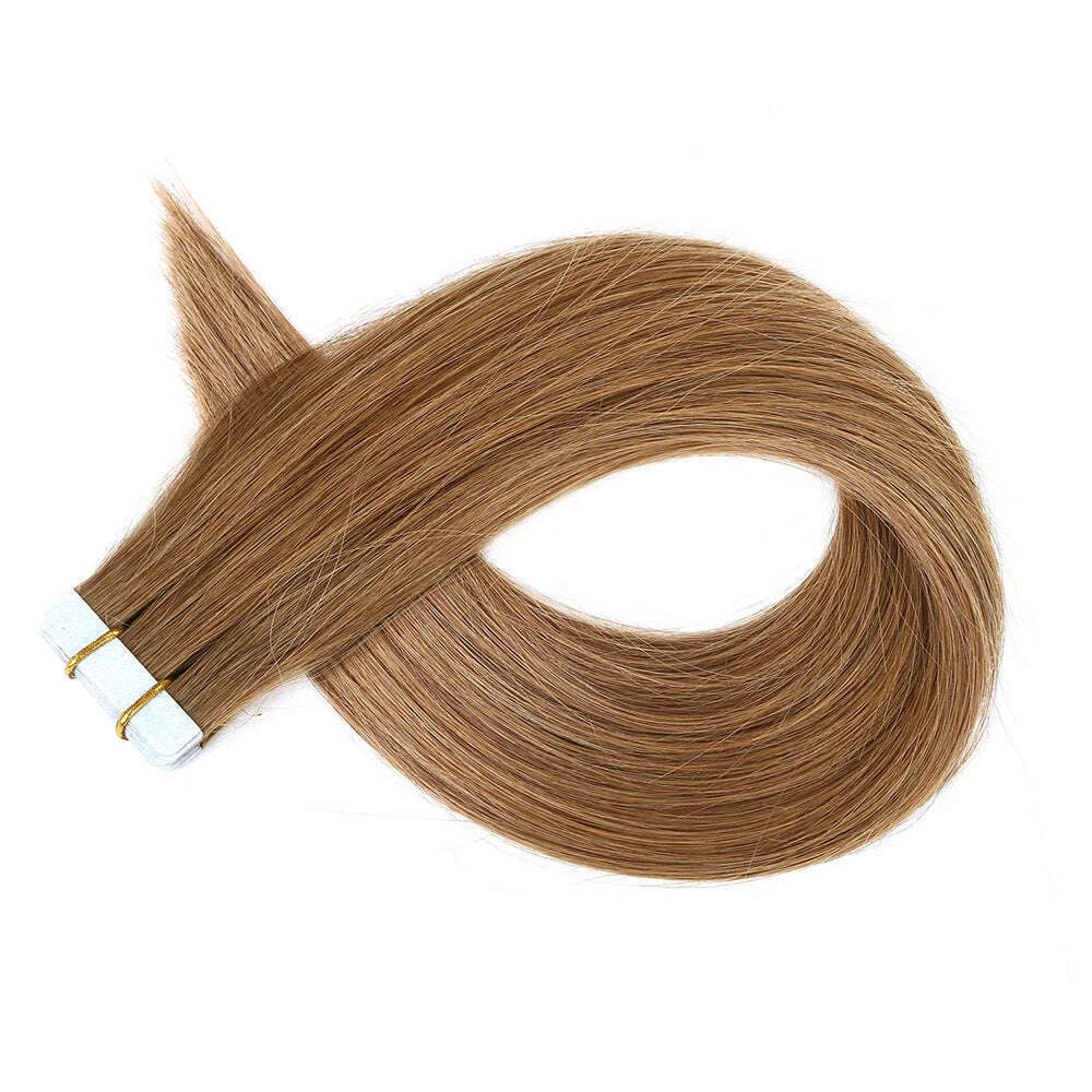 KIMLUD, Tape in Human Hair Extensions 20pcs Tape Hair Extensions 100% Human Remy European Straight Adhensive Tape on Hair, #8 / 20pcs / >=35% | 24inches, KIMLUD APPAREL - Womens Clothes
