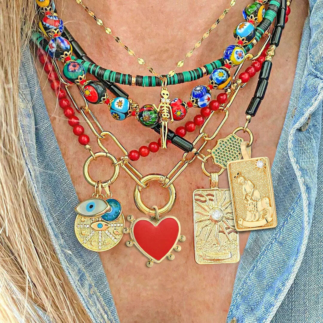 KIMLUD, Tarot Evil Blue Eye Designer Cute Designer Red Heart Love Diy Necklace Earrings Bracelet Dangle Pendant Charms Phone Nail Resin, KIMLUD Womens Clothes